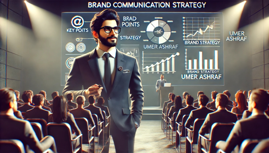 Umer Ashraf, a brand strategist, explaining the key components of building an effective brand communication strategy to engage and connect with target audiences